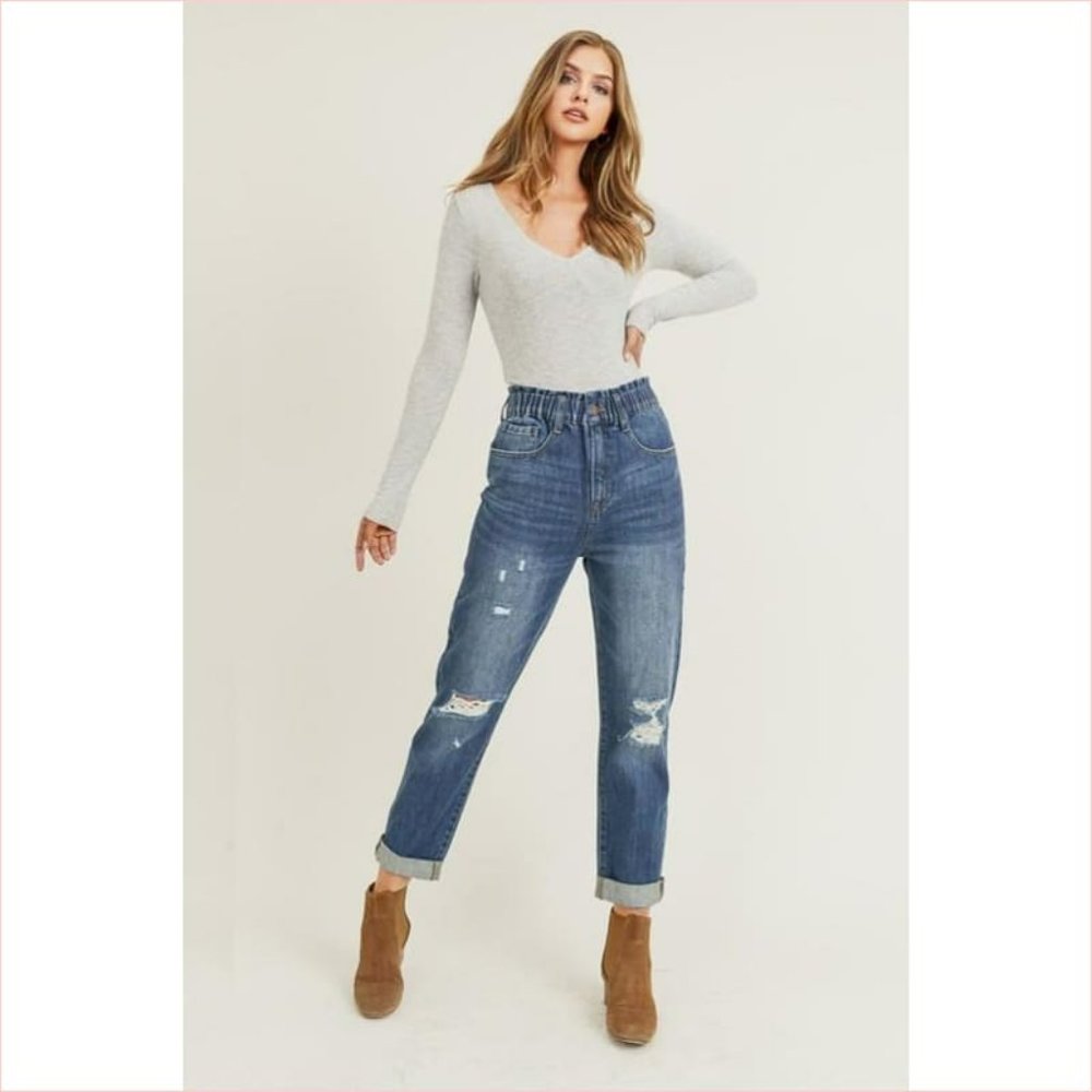ELASTIC WAIST JEANS